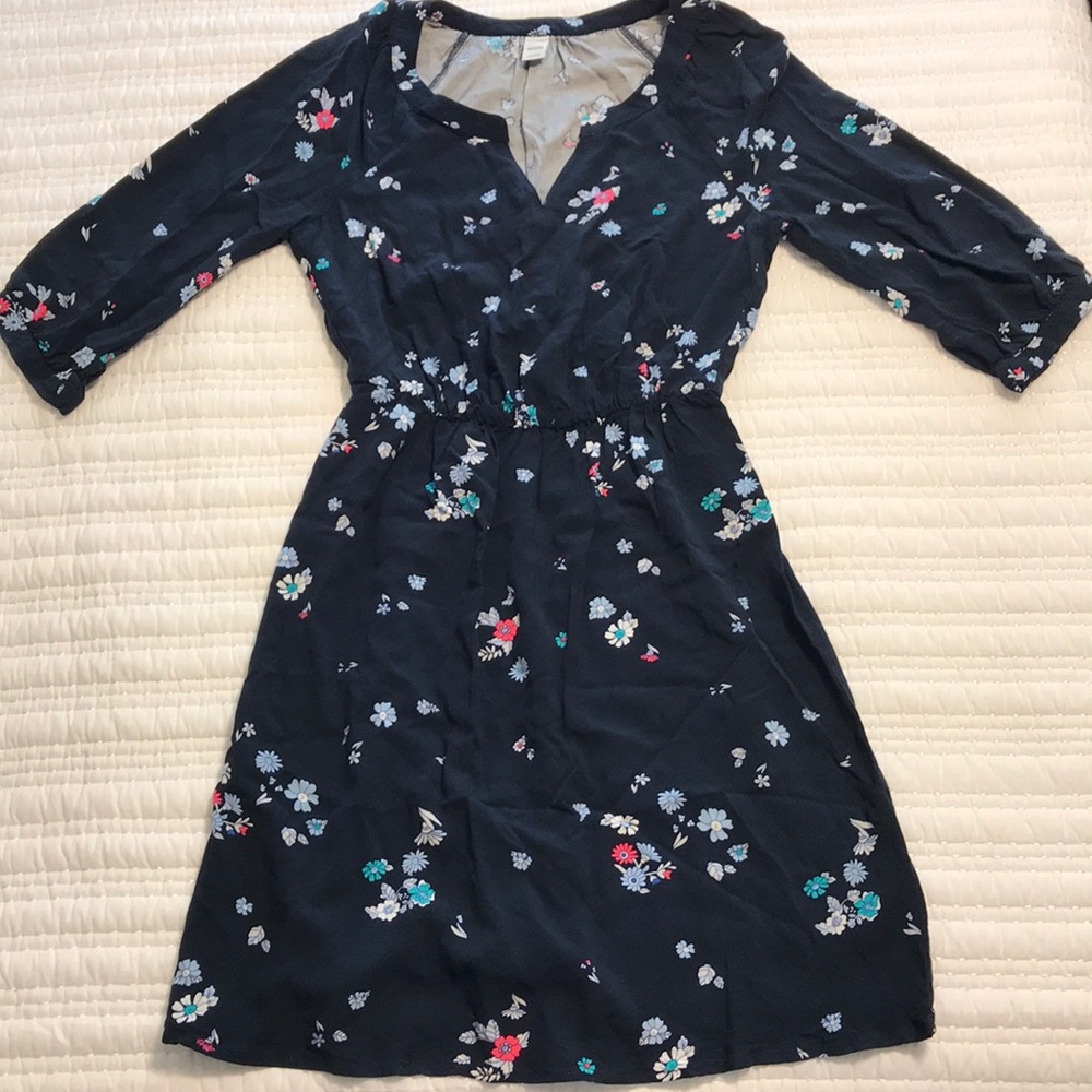 Navy blue floral a-line old navy dress